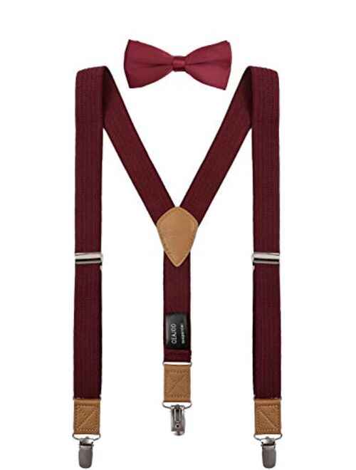 CEAJOO Suspenders for Boys Elastic with Bow Tie