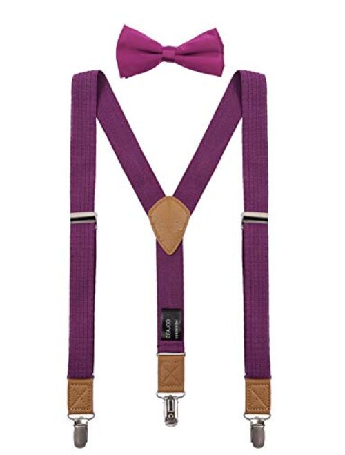 CEAJOO Suspenders for Boys Elastic with Bow Tie