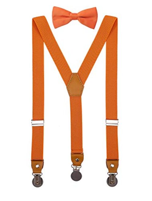 CEAJOO Men Boys Suspenders and Bow Tie Set Adjustable with Round Metal Clips