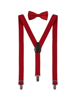 ORSKY Men Boy's Bow Tie and Suspenders Set Adjustable Y Back
