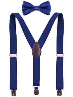 ORSKY Men Boy's Bow Tie and Suspenders Set Adjustable Y Back