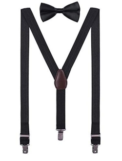 ORSKY Men Boy's Bow Tie and Suspenders Set Adjustable Y Back