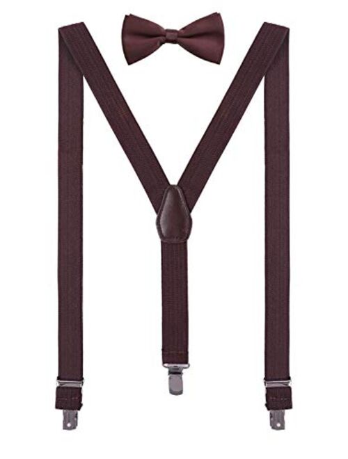 ORSKY Men Boy's Bow Tie and Suspenders Set Adjustable Y Back