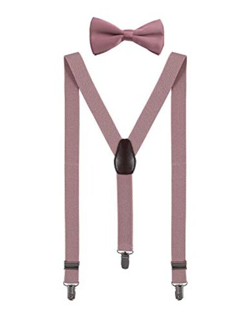 ORSKY Men Boy's Bow Tie and Suspenders Set Adjustable Y Back