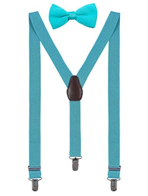 ORSKY Men Boy's Bow Tie and Suspenders Set Adjustable Y Back