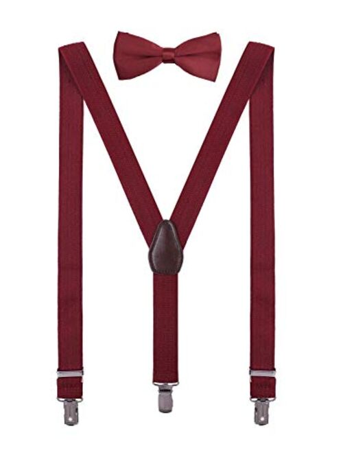 ORSKY Men Boy's Bow Tie and Suspenders Set Adjustable Y Back