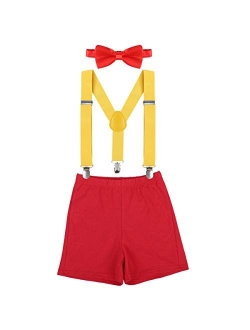 Baby Boys 1st/2nd Birthday Cake Smash Outfit Suspenders Bloomers Bowtie Set Fishing Party Clothes