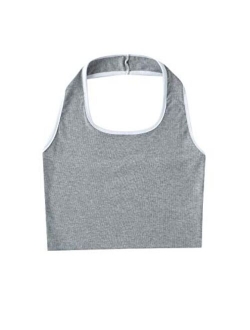 Women's Casual Sleeveless Vest Halter Crop Top Cami Tank Tops