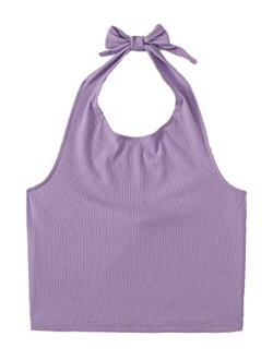 Women's Casual Sleeveless Vest Halter Crop Top Cami Tank Tops