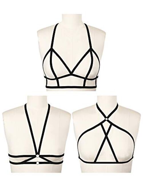 Alluring Women Harness Bra Elastic Cupless Cage Bra Body Cross Hollow Out Caged  Bra Top Strappy Harness Lingerie 