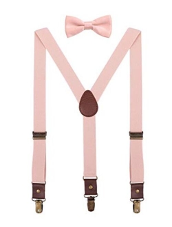 ORSKY Men Boys Suspenders and Bow Tie Adjustable with Copper Clips