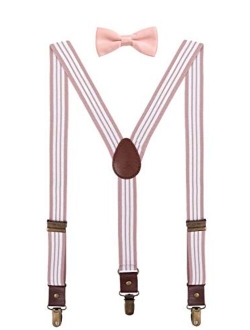 ORSKY Men Boys Suspenders and Bow Tie Adjustable with Copper Clips