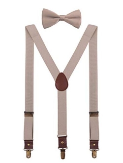 ORSKY Men Boys Suspenders and Bow Tie Adjustable with Copper Clips