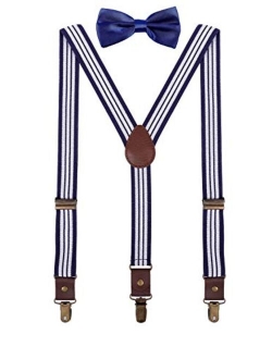 ORSKY Men Boys Suspenders and Bow Tie Adjustable with Copper Clips