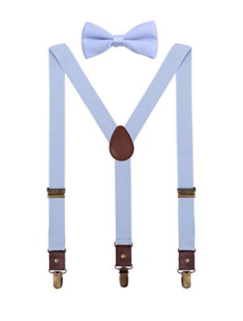 ORSKY Men Boys Suspenders and Bow Tie Adjustable with Copper Clips