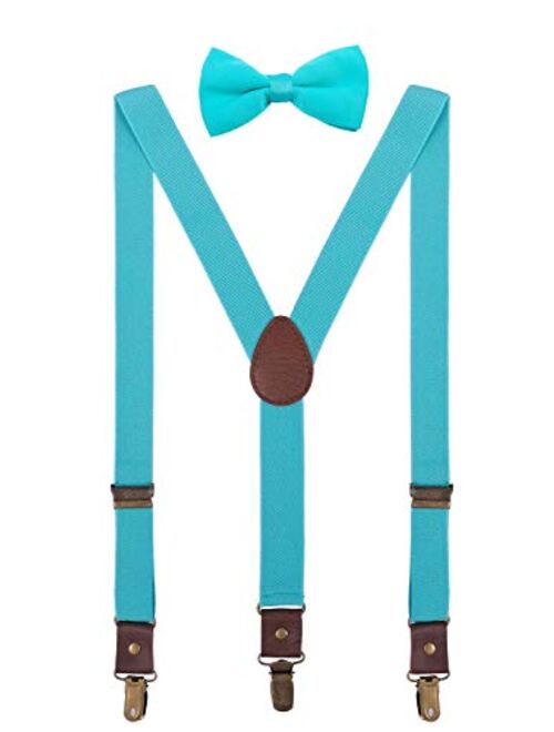 ORSKY Men Boys Suspenders and Bow Tie Adjustable with Copper Clips