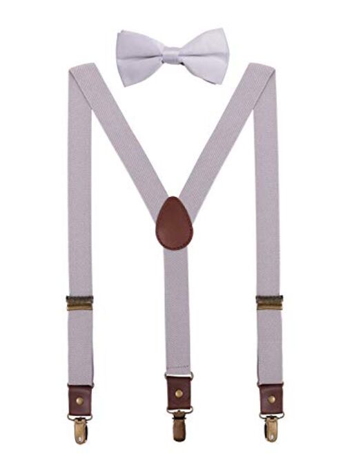 ORSKY Men Boys Suspenders and Bow Tie Adjustable with Copper Clips