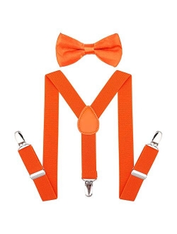 AWAYTR Child Kids Suspenders Bowtie Set - Adjustable Suspender Set for Boys and Girls