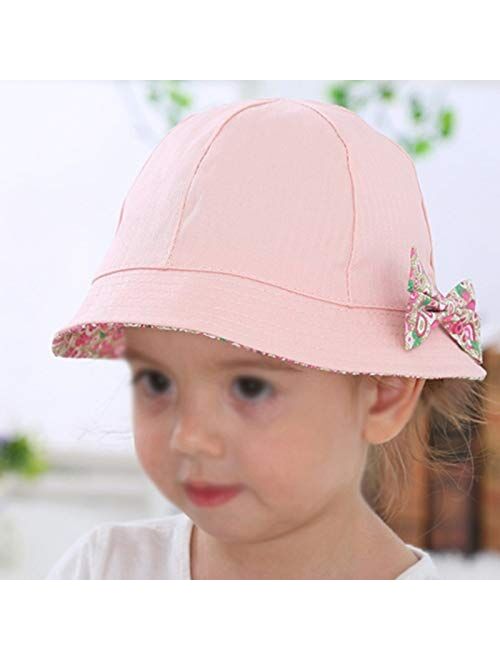 WZHZJ Fashion Baby Girl Hats Summer Two Sided Cap Hat Infant Kids Children Floral Bowknot Sun Hat