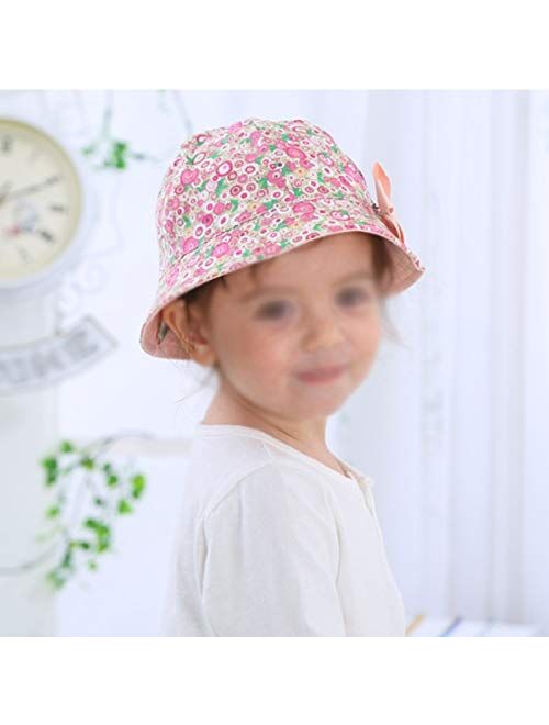 WZHZJ Fashion Baby Girl Hats Summer Two Sided Cap Hat Infant Kids Children Floral Bowknot Sun Hat