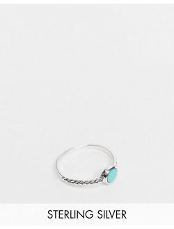 Kingsley Ryan braided ring with turquoise stone in sterling silver