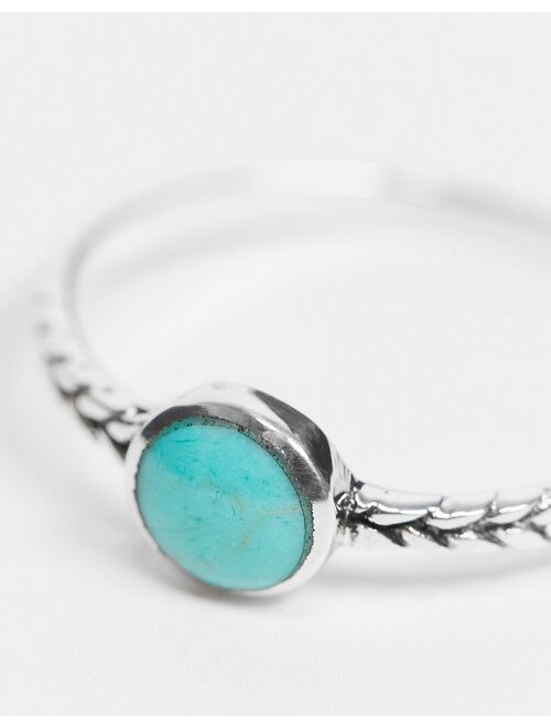 Kingsley Ryan braided ring with turquoise stone in sterling silver