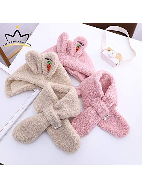 AYDQC Cute Rabbit Ears Baby Hat Scarf Winter Warm Baby Girls Boys Hat Bonnet Bunny Ears Soft Kids Hat Beanie Children Cap (Color : A)