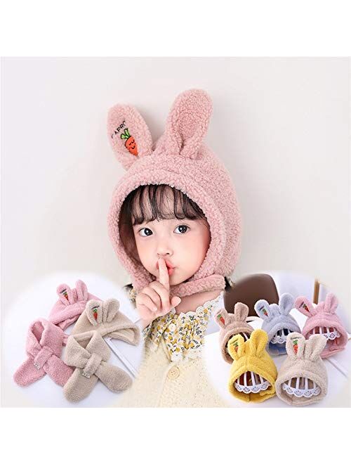 AYDQC Cute Rabbit Ears Baby Hat Scarf Winter Warm Baby Girls Boys Hat Bonnet Bunny Ears Soft Kids Hat Beanie Children Cap (Color : A)