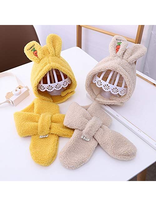 AYDQC Cute Rabbit Ears Baby Hat Scarf Winter Warm Baby Girls Boys Hat Bonnet Bunny Ears Soft Kids Hat Beanie Children Cap (Color : A)