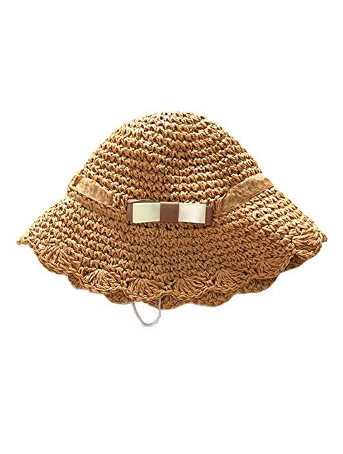 Handmade Crochet Baby Girl Hat Sun Hats for Kid Beach Straw Hat Summer Hat for Baby