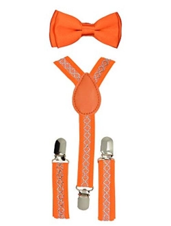 Baby Toddler Kids Children Boys Girls Y-Back Elastic Suspender & Bow Tie Plain Or Design Set