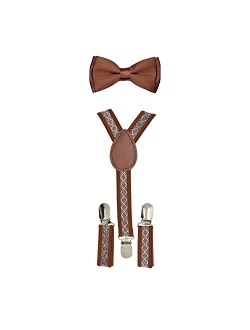 Baby Toddler Kids Children Boys Girls Y-Back Elastic Suspender & Bow Tie Plain Or Design Set