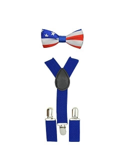 Baby Toddler Kids Children Boys Girls Y-Back Elastic Suspender & Bow Tie Plain Or Design Set