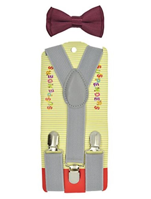 Baby Toddler Kids Children Boys Girls Y-Back Elastic Suspender & Bow Tie Plain Or Design Set