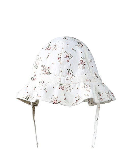 Hat Infant Children's Breathable Sun Hat Floral Adjustable Pink Accessories (Color : Blue, Size : 9.5 US)