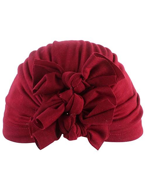 HGDD Children Hedging Cap hat New Winter Soft Knit Fabric fold Bow India Cap Baby hat (Color : B)