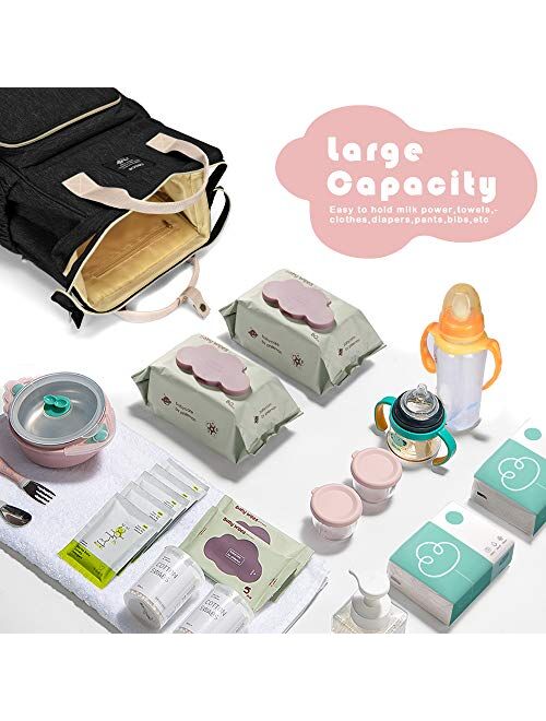 Diaper Bag Backpack, OSOCE MultiFunction Maternity Baby Bag, Waterproof and Stylish Diaper Backpack for Mom and Dad, Baby Diaper Bag with Large Capacity and Lightweight S