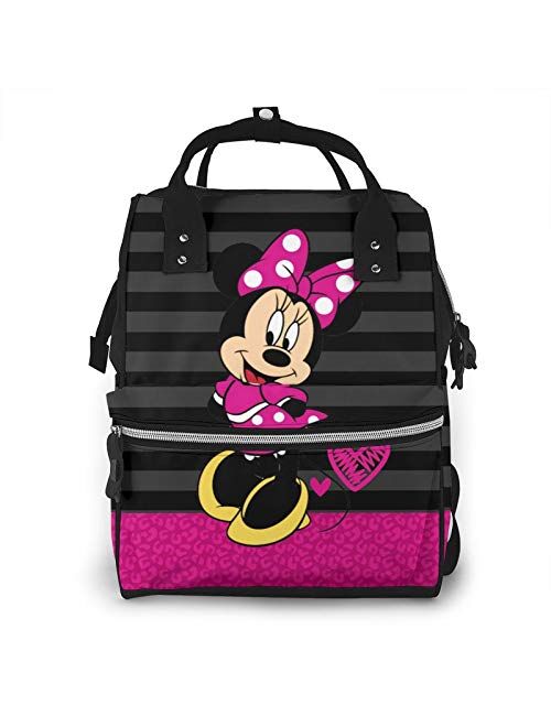 Suguroo Mick-ey Minn-ie Diaper Bag Backpack Large Capacity Stylish and Durable Mommy Bag for Mom