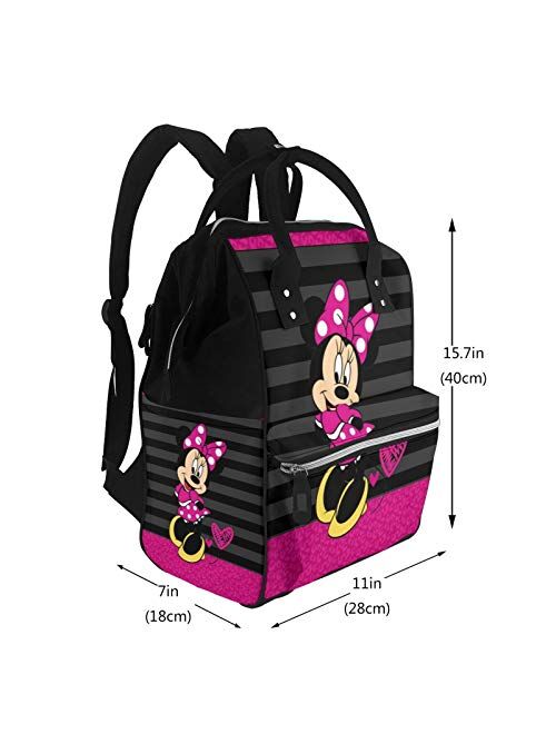 Suguroo Mick-ey Minn-ie Diaper Bag Backpack Large Capacity Stylish and Durable Mommy Bag for Mom