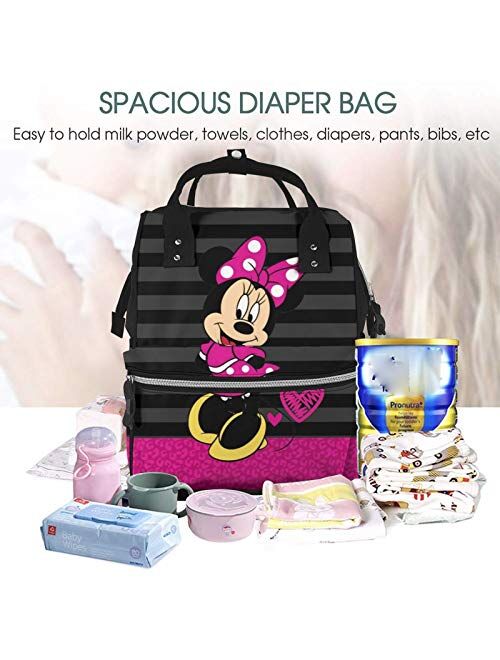 Suguroo Mick-ey Minn-ie Diaper Bag Backpack Large Capacity Stylish and Durable Mommy Bag for Mom