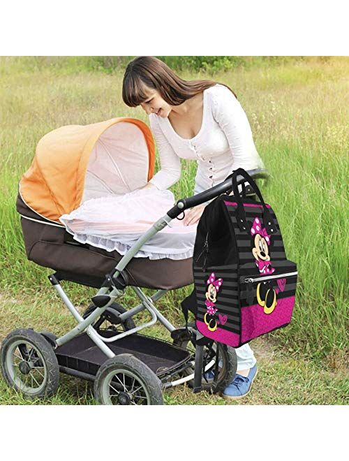 Suguroo Mick-ey Minn-ie Diaper Bag Backpack Large Capacity Stylish and Durable Mommy Bag for Mom