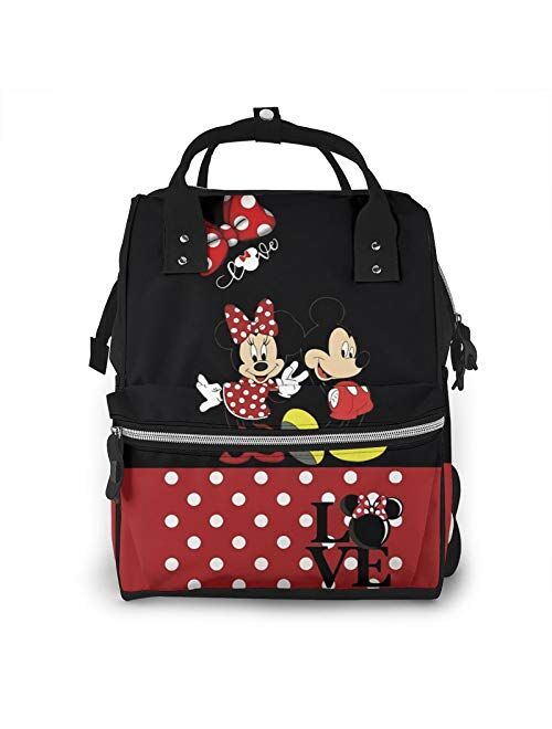 Suguroo Mick-ey Minn-ie Diaper Bag Backpack Large Capacity Stylish and Durable Mommy Bag for Mom