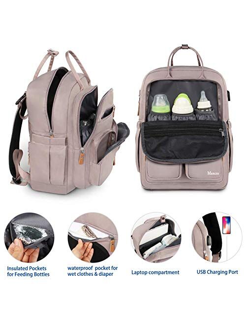 Diaper Bag Backpack, Nappy Baby Bags for Mom and Dad Maternity Diaper Bag for girls, Large Capacity Waterproof Bag with USB Charging Port, Insulated Pockets Changing Pad 