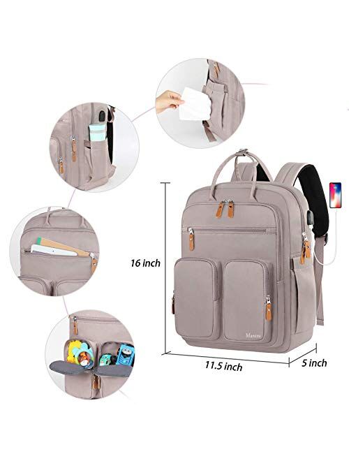 Diaper Bag Backpack, Nappy Baby Bags for Mom and Dad Maternity Diaper Bag for girls, Large Capacity Waterproof Bag with USB Charging Port, Insulated Pockets Changing Pad 