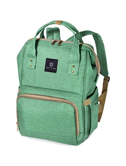 Diaper Bag Backpack Waterproof & Stylish Baby Maternity Back Pack for Mom & Dad (Sea Green)