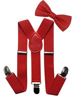 LOLELAI Toddler, Kids Suspender and Bow Tie Set | Adjustable and Elastic | for Boys and Girls