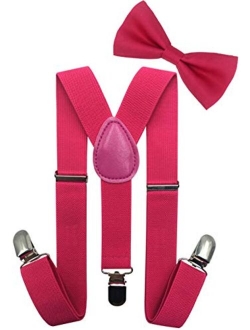 LOLELAI Toddler, Kids Suspender and Bow Tie Set | Adjustable and Elastic | for Boys and Girls