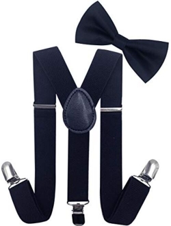 LOLELAI Toddler, Kids Suspender and Bow Tie Set | Adjustable and Elastic | for Boys and Girls