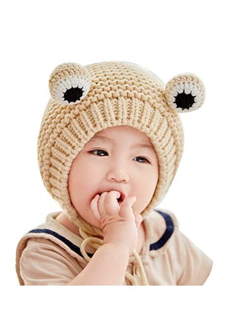 HGDD Baby Baby Wool Cap Autumn and Winter hat Infants and Children Warm Winter hat Knitted Winter hat Frog (Color : A)