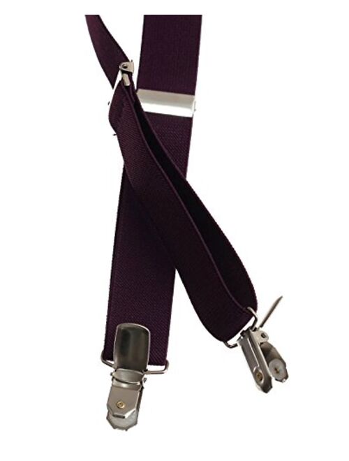 Matching Plum Adjustable Suspender and Bow Tie Sets, Kids to Adults Sizing